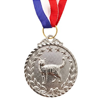 Medalha Gato Prata AX 50mm Pet - 981