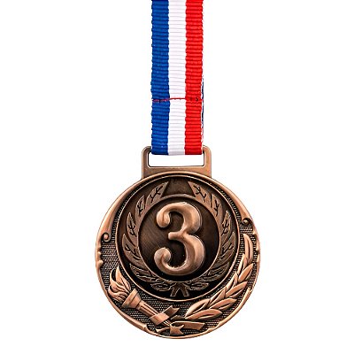 Medalha Tocha Numero 3 Bronze AX 50mm - 980