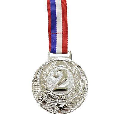 Medalha Tocha Numero 2 Prata AX 50mm - 980
