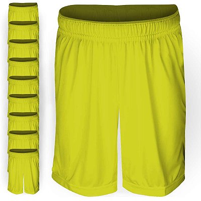 Calção Esportivo AX Poliéster Liso Amarelo G - PACK COM 10