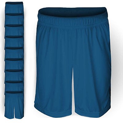 Calção Esportivo AX Poliéster Liso Azul G - PACK COM 10
