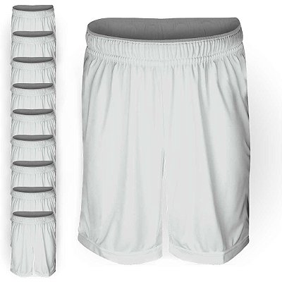 Calção Esportivo AX Poliéster Liso Branco G - PACK COM 10