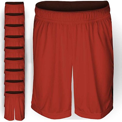 Calção Esportivo AX Poliéster Liso Vermelho G - PACK COM 10