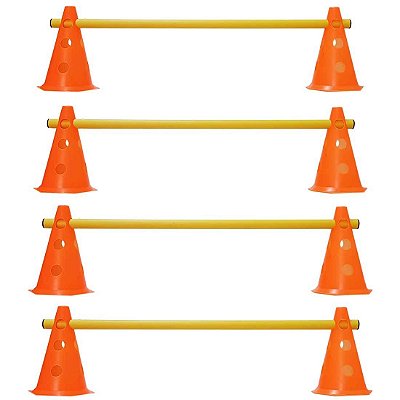 Kit Agilidade 8 Cones de 23cm e 4 Barreiras 80cm Laranja