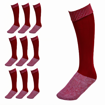 Meião de Futebol AX Esportes Cor Vermelha - PACK C/ 12 PARES