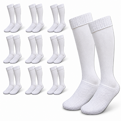 Kit Meião de Futebol AX Esportes Cor Branca - PACK C/ 12 PARES