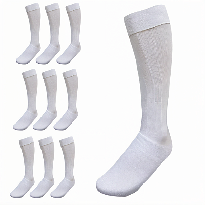 Meião de Futebol AX Esportes Cor Branca - PACK C/ 12 PARES