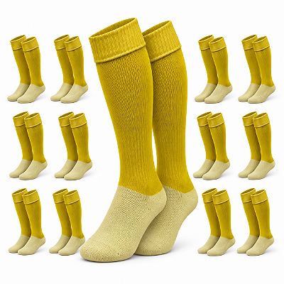 Kit Meião de Futebol AX Esportes Cor Amarelo - PACK C/ 12 PARES