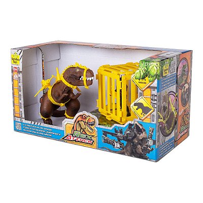 Dinossauro T-rex Atack Jaula e Soldado Samba Toy