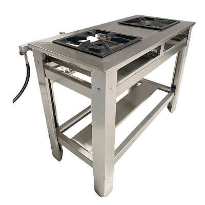 Fogão Industrial 2 Bocas Alta Pressão Aço Inox 304