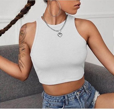 Cropped Canelado Regata (Diversas Cores)