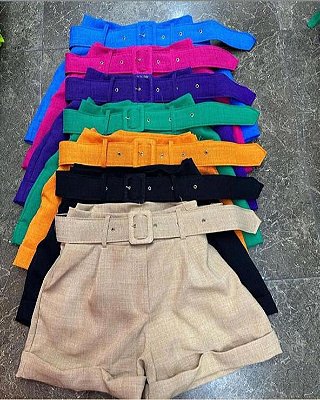 Shorts Linho C/ Cinto (Diversas Cores)