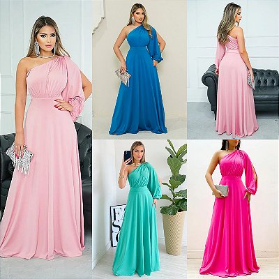 Vestido Longo Ombro Único Poliamida