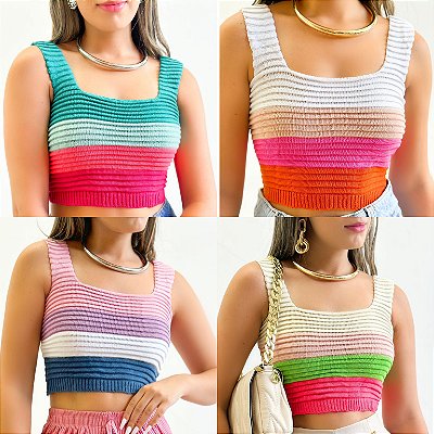 Cropped Tricot Colorido (Diversas Cores)