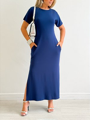 Vestido Longo Detalhe Fenda (Diversas Cores)
