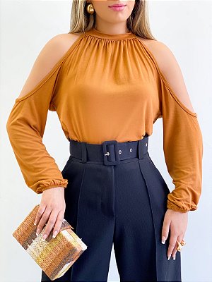 Blusa Manga Longa Gola Média