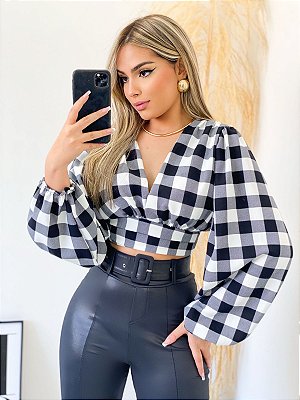 Blusa Manga Longa Xadrez