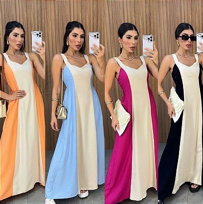 Vestido Longo Bicolor