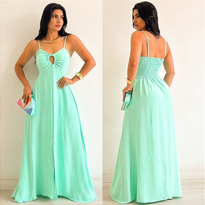 Vestido Longo Alça Detalhe Busto