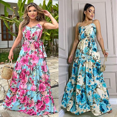 Vestido Longo Estampado Silk