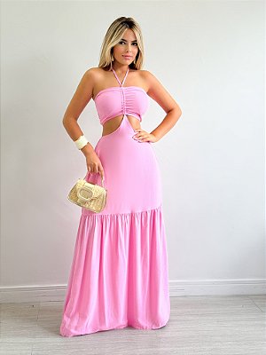 Vestido Longo Vazado Viscolinho