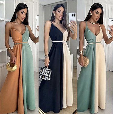 Vestido Longo Bicolor