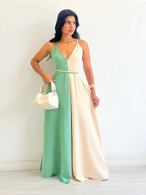 Vestido Longo Bicolor