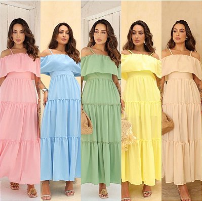 Vestido Longo De Babado