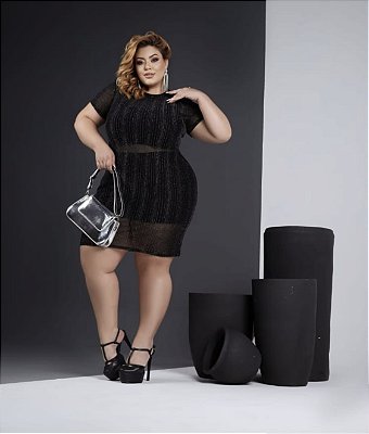 Vestido Lurex Com Cropped e  Short Plus Size