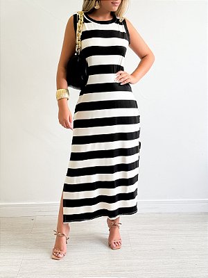 Vestido Longo Listrado Viscolinho