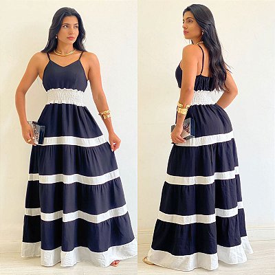 Vestido Longo Bicolor