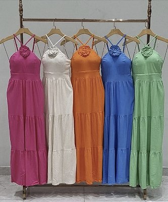 Vestido Longo Com Flor