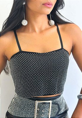 Cropped De Alça Em Pedraria