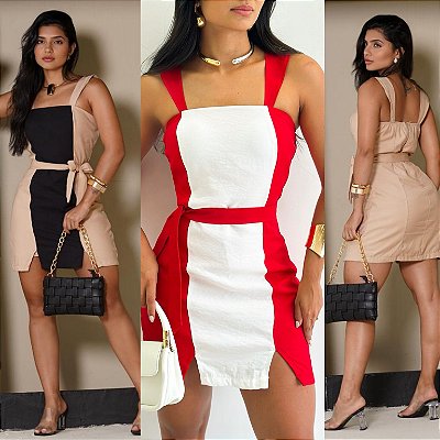 Vestido Curto Bicolor