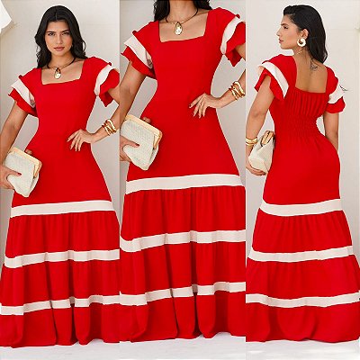 Vestido Longo De Manga