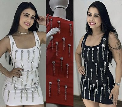 Vestido Curto Com Pedraria