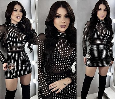 Conjunto De Saia Com Pedraria