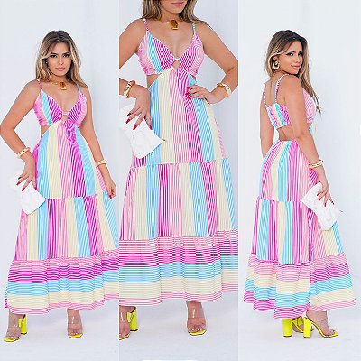 Vestido Longo Listrado