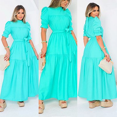 Vestido Longo De Manga