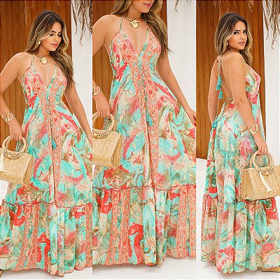 Vestido Longo De Alça Estampado