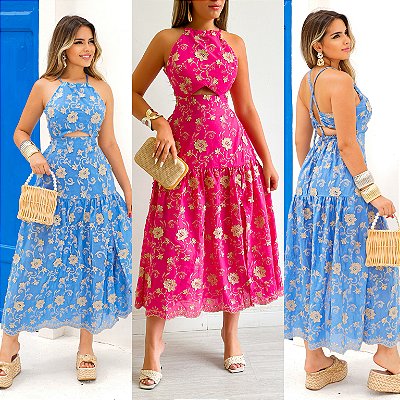 Vestido Midi De Alça Laise 3D