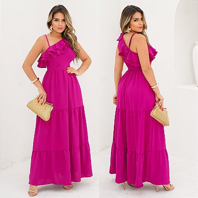 Vestido Longo De Babado