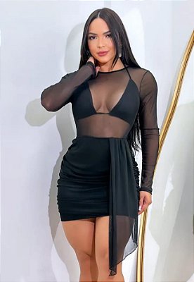 Vestido Curto De Manga Longa