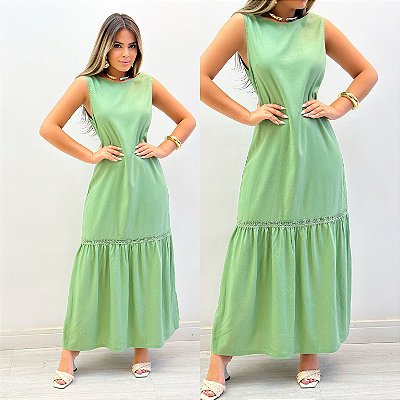 Vestido Longo De Linho