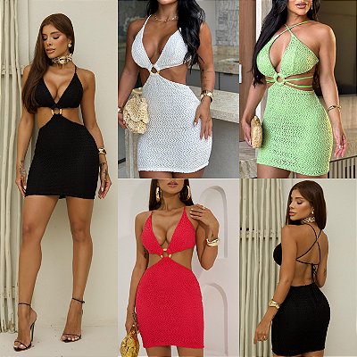 Vestido Curto De Alça Com Argola Vazado
