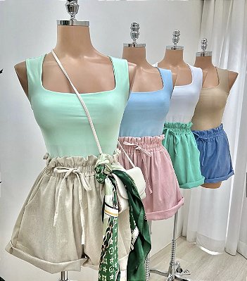 Blusa Regata Alça Quadrada