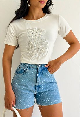Blusa De Manga Curta Bordada
