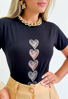 Blusa Manga Curta C/ Coração