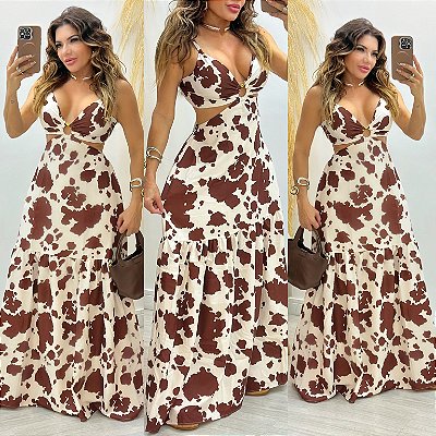 Vestido Longo De Alça Estampado