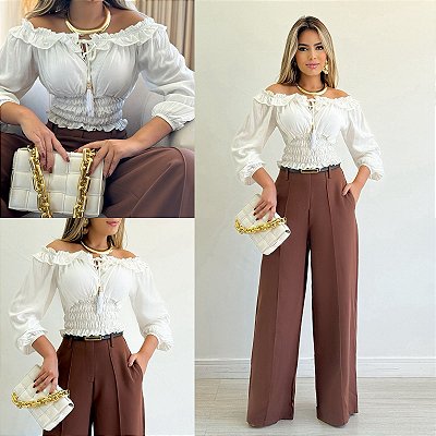 Cropped Ciganinha Manga Longa